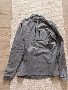 Carhartt Men's Heather Gray 1/4 Zip Pullover with Chest Pocket